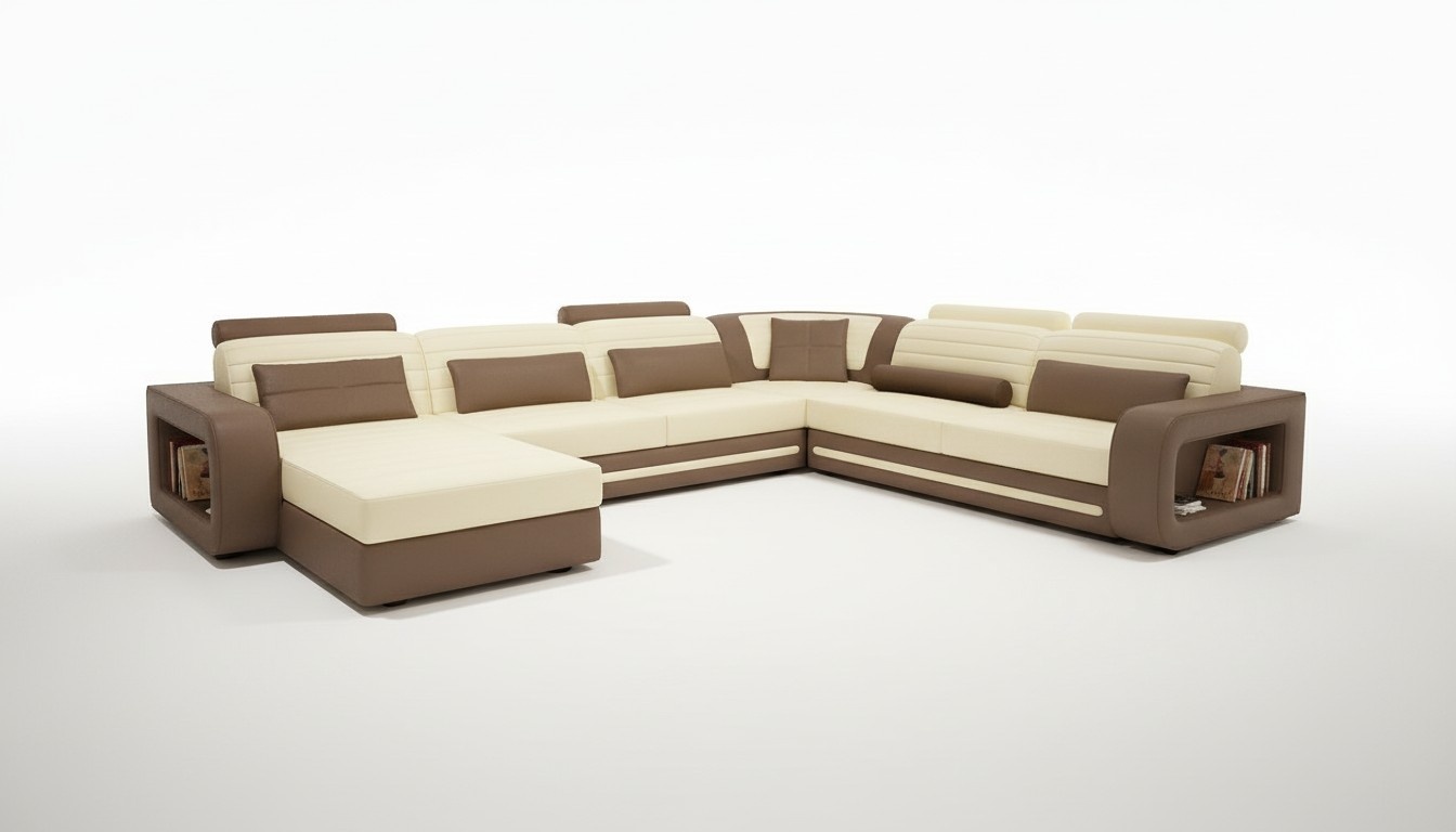 XXL Sofa Polster Garnitur Big Leder Textil Stoff Ecke Eck Wohnlandschaft Couch