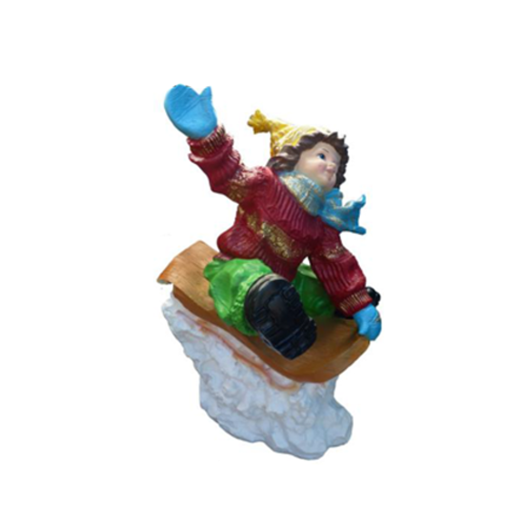 Junge Schnee Winter Figur Statue Deko Figuren Dekoration Garten Schlitten