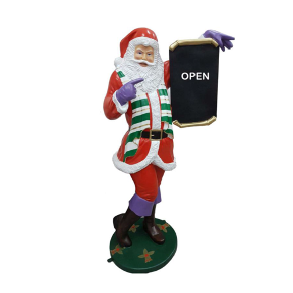 Weihnachtsmann Figur mit Schild Open Statue Figuren Statuen Nikolaus 190 cm Neu