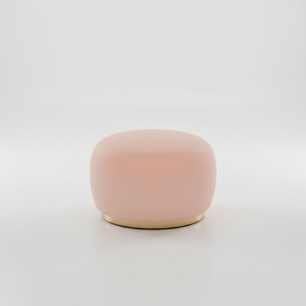 Zarter Hocker in Rosa Weiche Form, elegantes Design mit Goldakzent