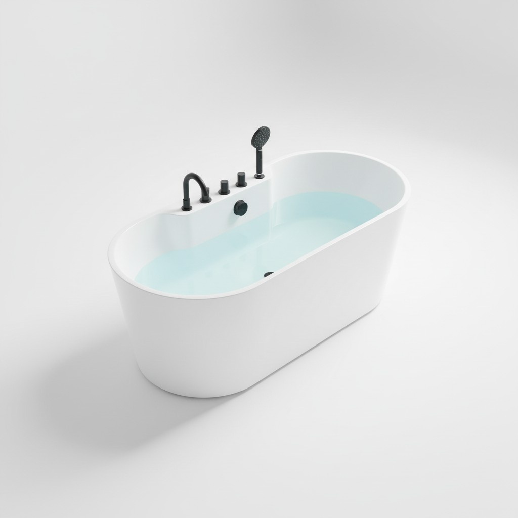 Zeitgenössisch Wanne Acryl Badewanne Badezimmer Weiß Standbadewanne