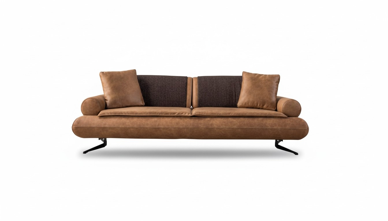 Zweisitzer Sofa 3 Sitzer Sofas Braun Kunstleder Wohnzimmer Luxus Sitz