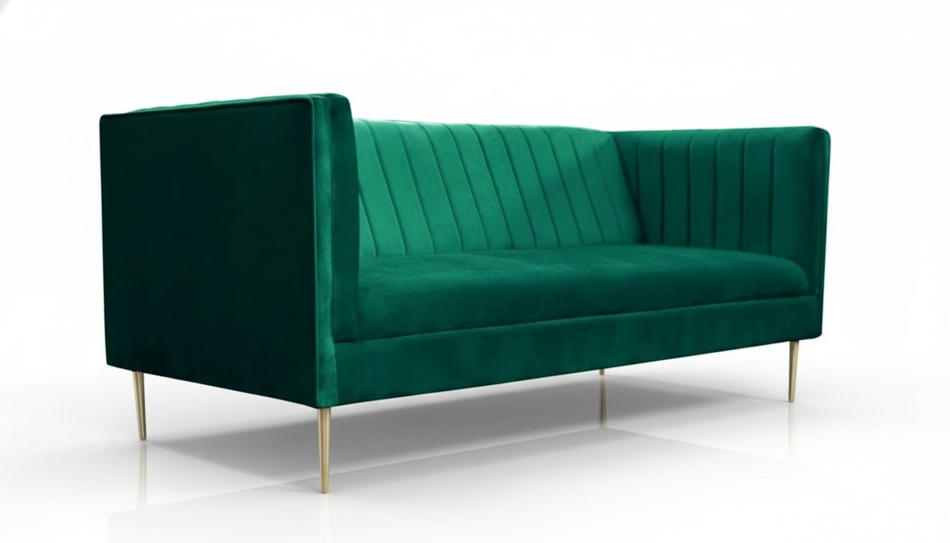 zweisitzer Sofa Sofas Grün Stoff Couchen Polster Wohnzimmer Design luxus Textil