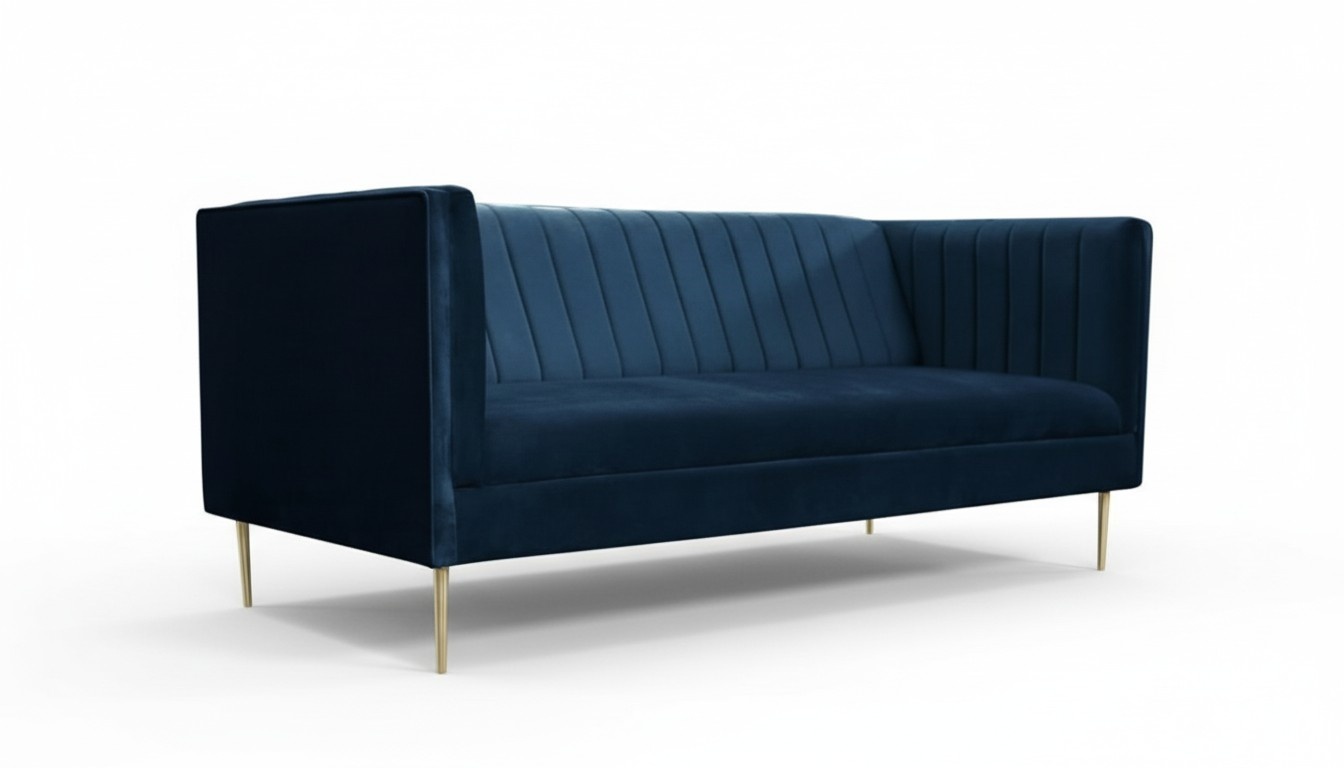 Zweisitzer Sofa Sofas Textil Navy Blau Stoff Wohnzimmer Design Couchen Polster