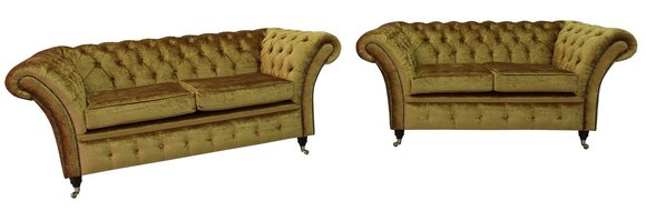 Chesterfield Sofagarnitur Polster Set Couch Garnituren Wohnzimmer Leder