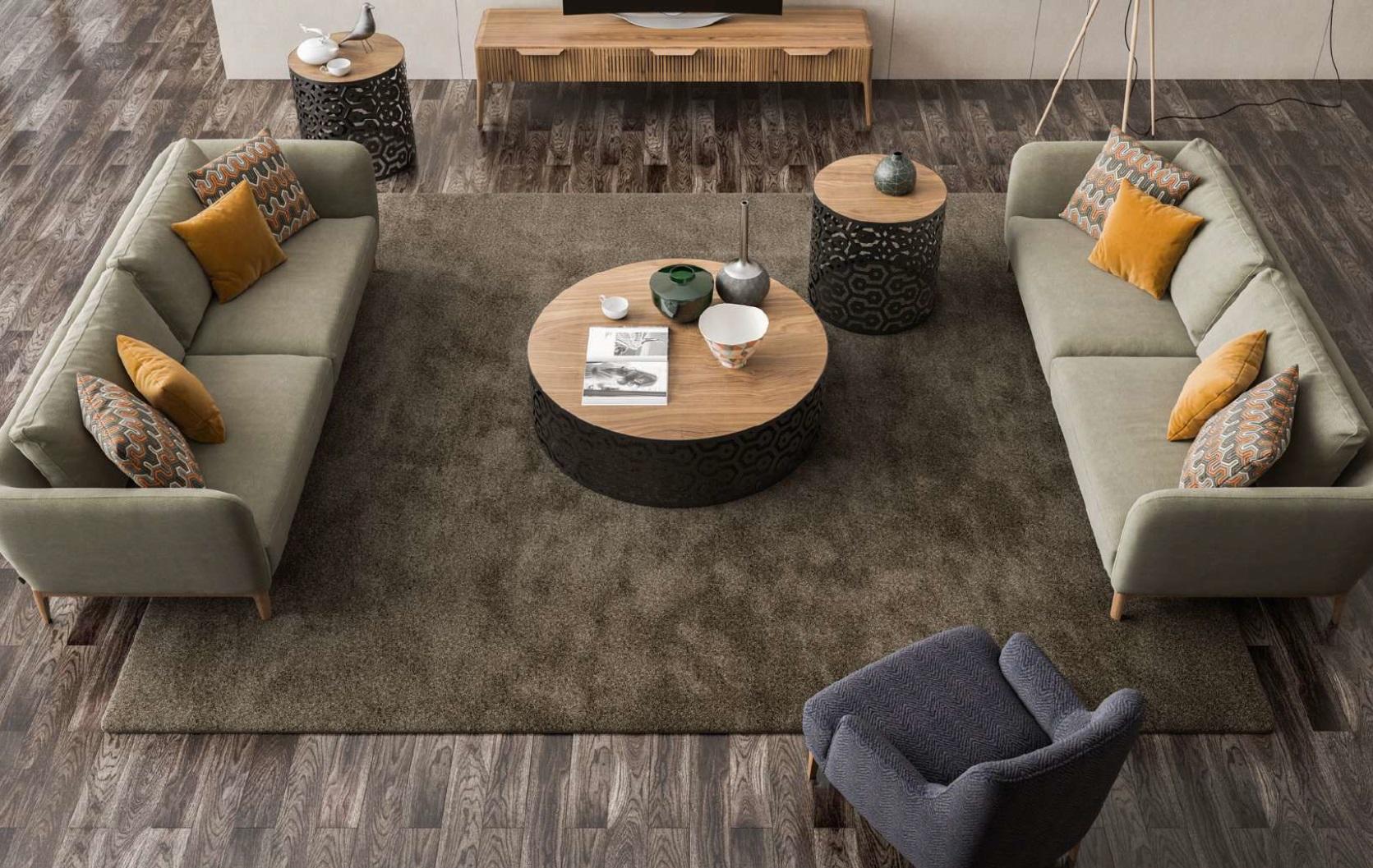 Grünes Großes Wohnzimmer Set Dreisitzer Sessel Couchtische Beistelltisch