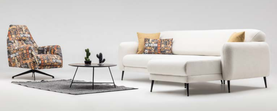 Eckgarnitur Ecksofa L form Stoffsofa Couch Sofa Beige Drehsessel Set