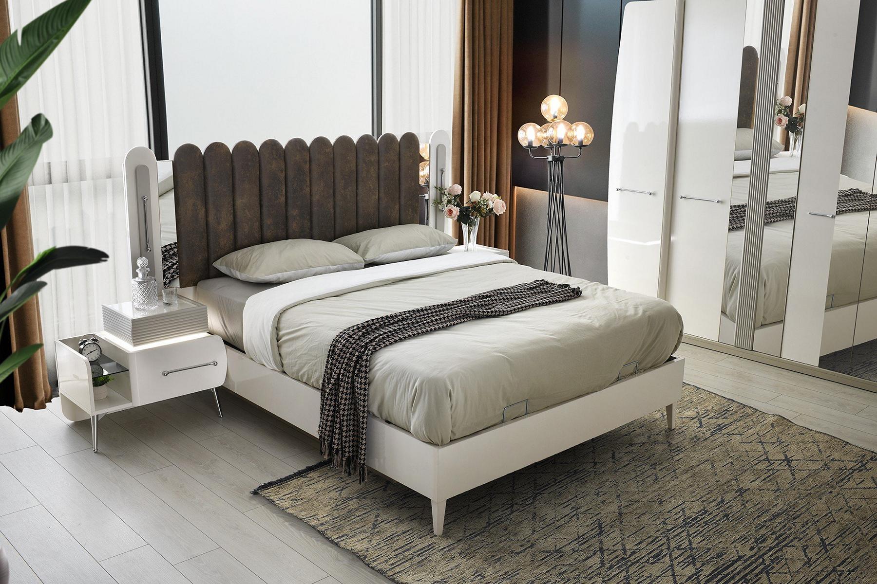 Schlafzimmer Garnitur Bett Nachttische Doppelbett Weiß Set 3tlg Möbel