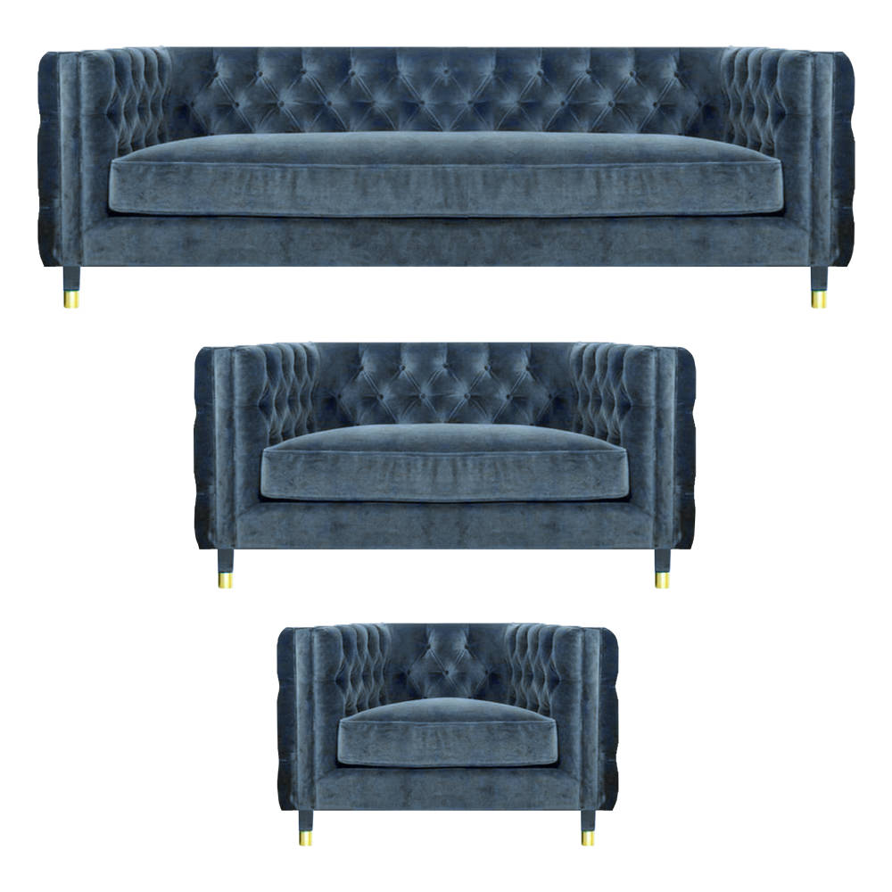 Chestefield Grau Wohnzimmer Komplett 4+2+1 Sofas Set 3tlg Polstermöbel