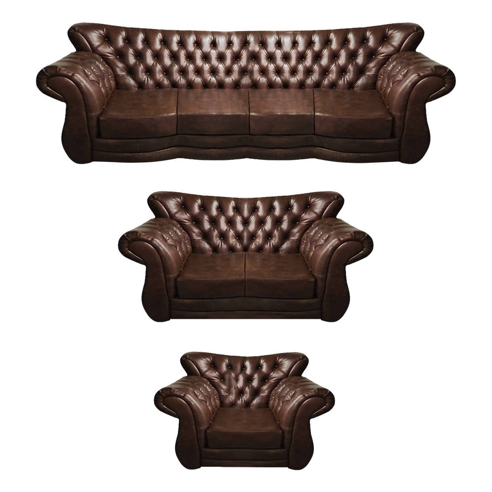 Wohnzimmer Chesterfield Sofa Set 3tlg 4+2+1 Leder Luxus Couch Sessel
