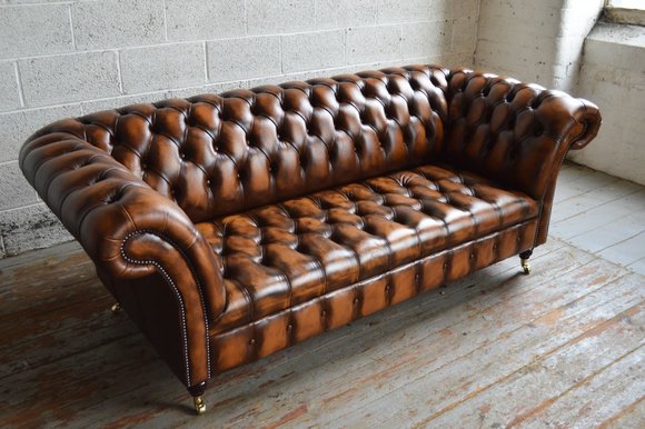 Chesterfield Design Luxus Polster Sofa Couch Sitz Garnitur Leder Textil Neu #268