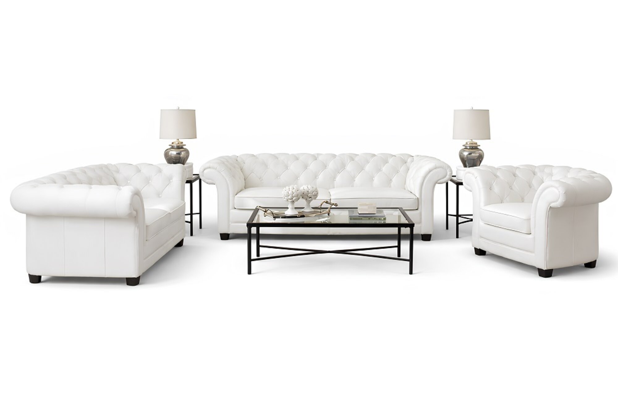 Chesterfield Sofagarnitur Designer Polster Sitz Couch 3+2+1 100% Leder Sofort