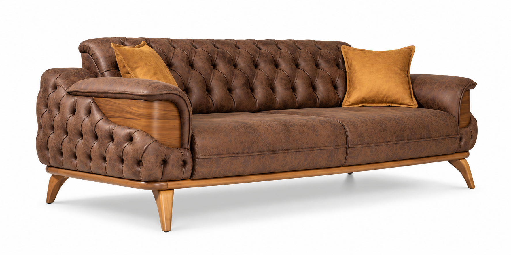 Chesterfield Luxus Dreisitzer Couch Braun Sofas Leder Polster Sofort