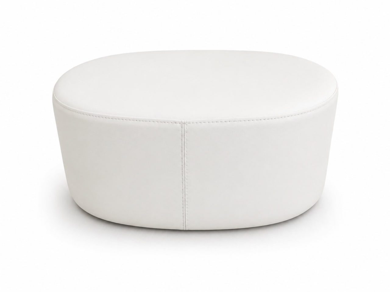 Hocker Skandi Rund Polster Lederoptik Creme Minimal Design Sofort