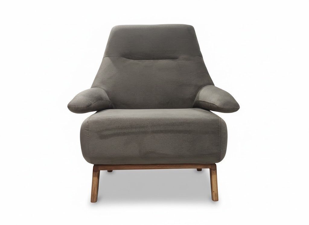 Moderner Sessel Grau-Eleganz mit Stoffbezug und Holzbeinen Sofort