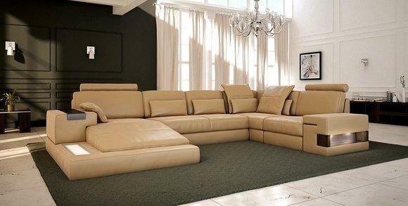 Ecksofa Couch Polster Couch Wohnlandschaft Eck Garnitur Ecke Leder Sofa