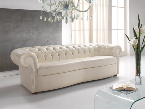 Design Chesterfield Sofa 3 Sitzer Weiß Couch Polster Sofas Wohnzimmer