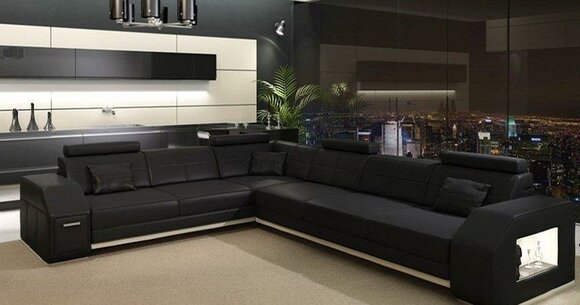 Wohnlandschaft Designer Sofa Couch Big Polster Leder Sofas Eck Ecke Sitz Ebern