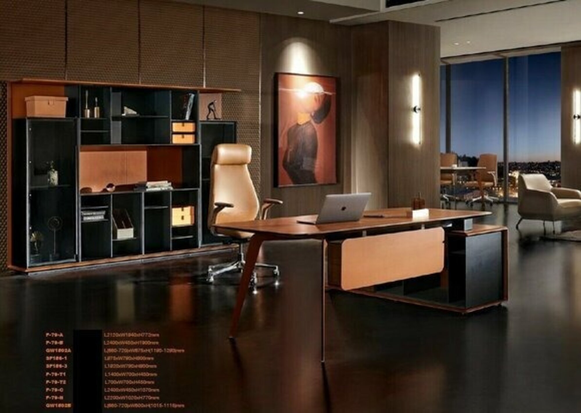 Schreibtisch Set 3tlg. Büro Garnitur Tisch Chef Sessel Schrank Einrichtung Neu