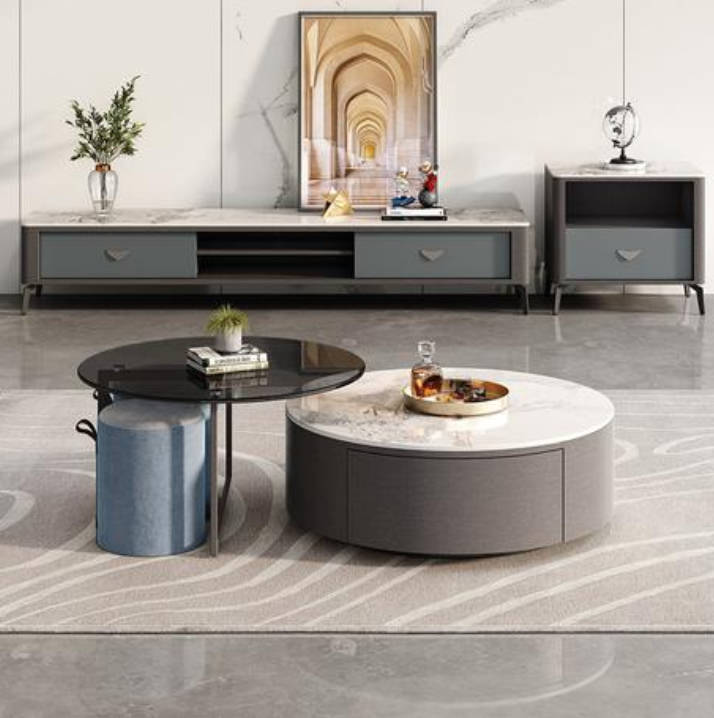 Modernes Set aus x2 Designer-Couchtischen für das Wohnzimmer