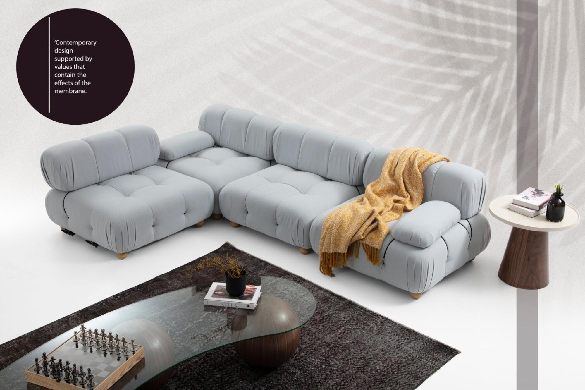 Wohnzimmer Ecksofa Sofa Stoff Sofas Eck Grau Modern Polyester Design