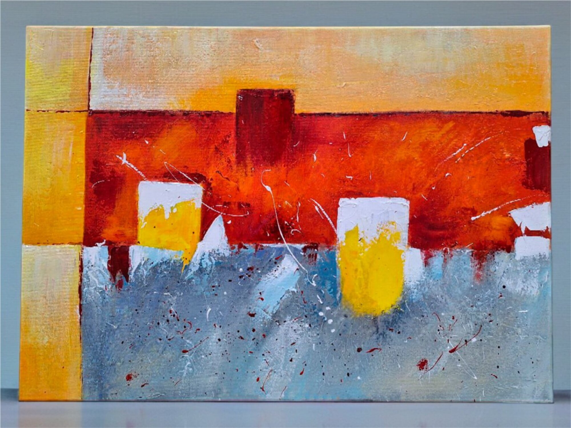 Modernes abstraktes Ölbild, sorgfältig von Hand auf Leinwand gefertigt Sofort