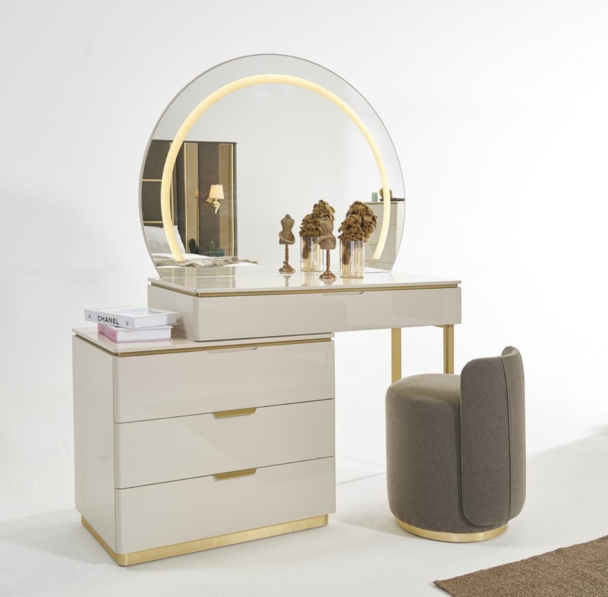 Designer Schminktisch Set mit Konsole Spiegel und Hocker Möbel Sofort