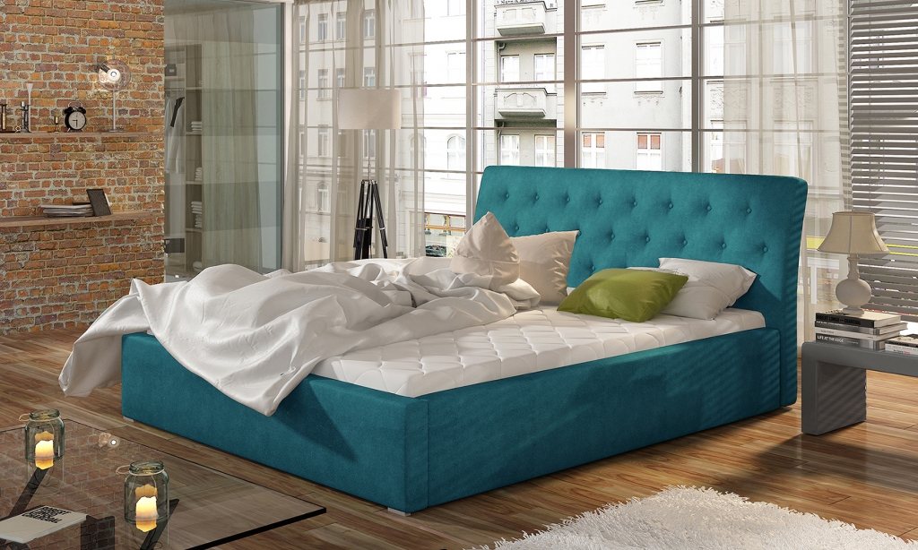 Polsterbett Betten Bett Polster Designer Hotel Doppel Luxus Design Grün 180x200