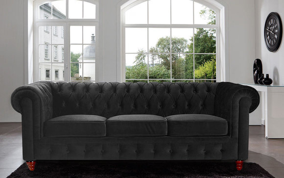 Chesterfield Design Luxus Polster Sofa Couch Sitz Garnitur Leder Textil Neu