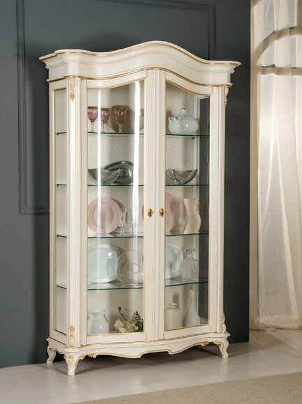 Vitrinen Glas Schrank Vitrine Wohnzimmer Holz Anrichte Italienische Möbel Regal; Neu.