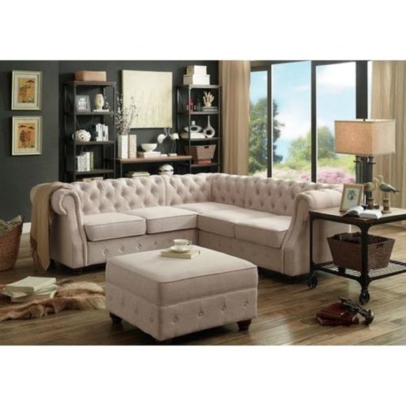 Chesterfield Couch Polster Sofas Klassischer Textil Schaffhau Ecksofa - 340