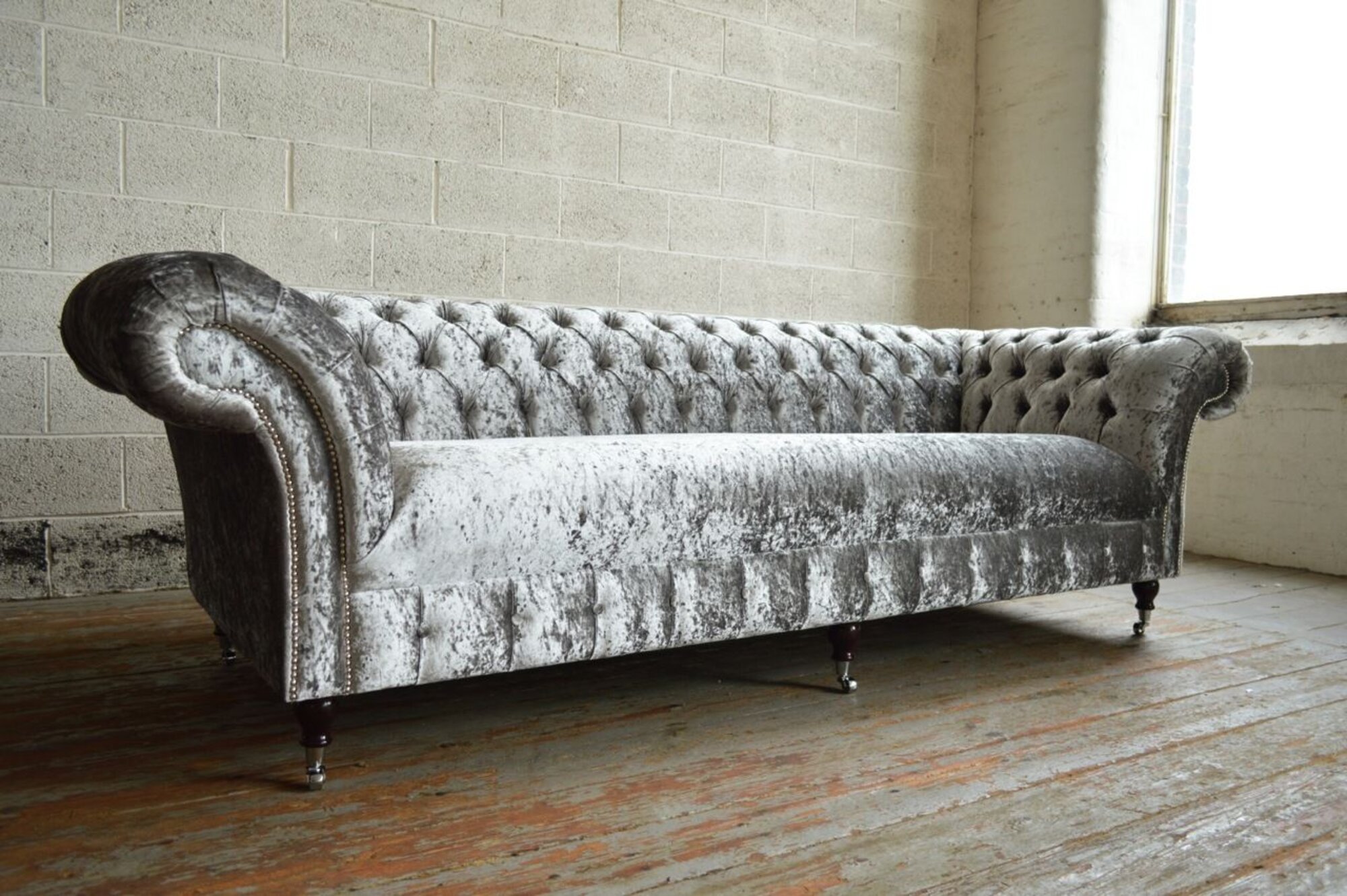 Chesterfield Textil Sofa Couch Polster XXL Big 4 Sitzer Design Sitz Couchen 320 Neu