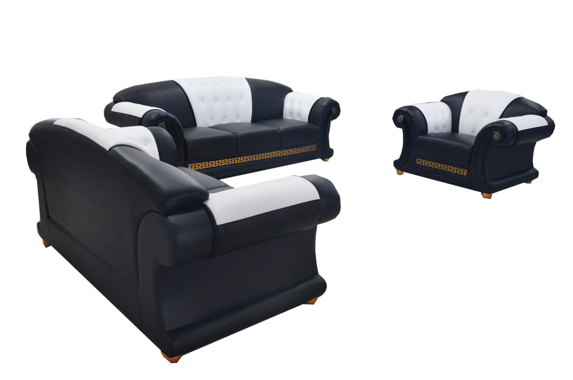 3+1 Garnitur Leder Sofa Polster Couchen Sofas Wohnlandschaft Luxus Neu Sofort