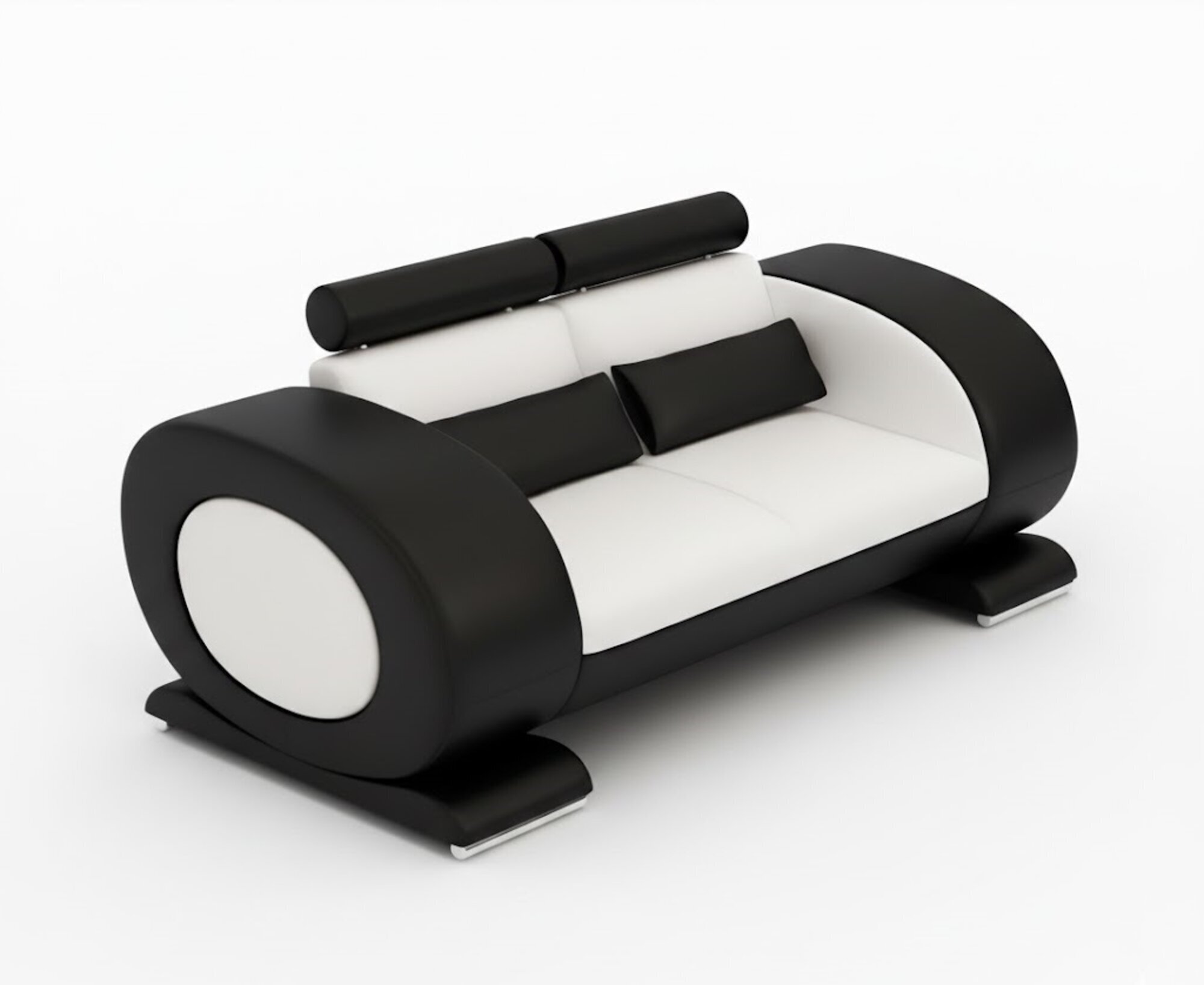 2-Sitzer Ledersofa mit Hocker  Modernes Design Sofa Set R7004D Sofort