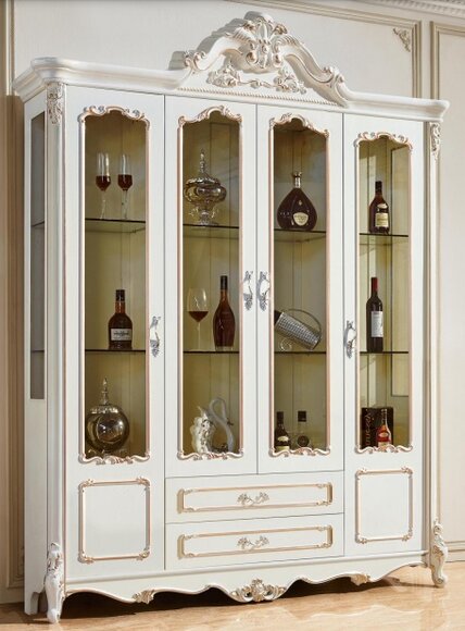 Vitrine Schränke Vitrinen Holz Luxus Wohnzimmer Möbel Schrank Barock