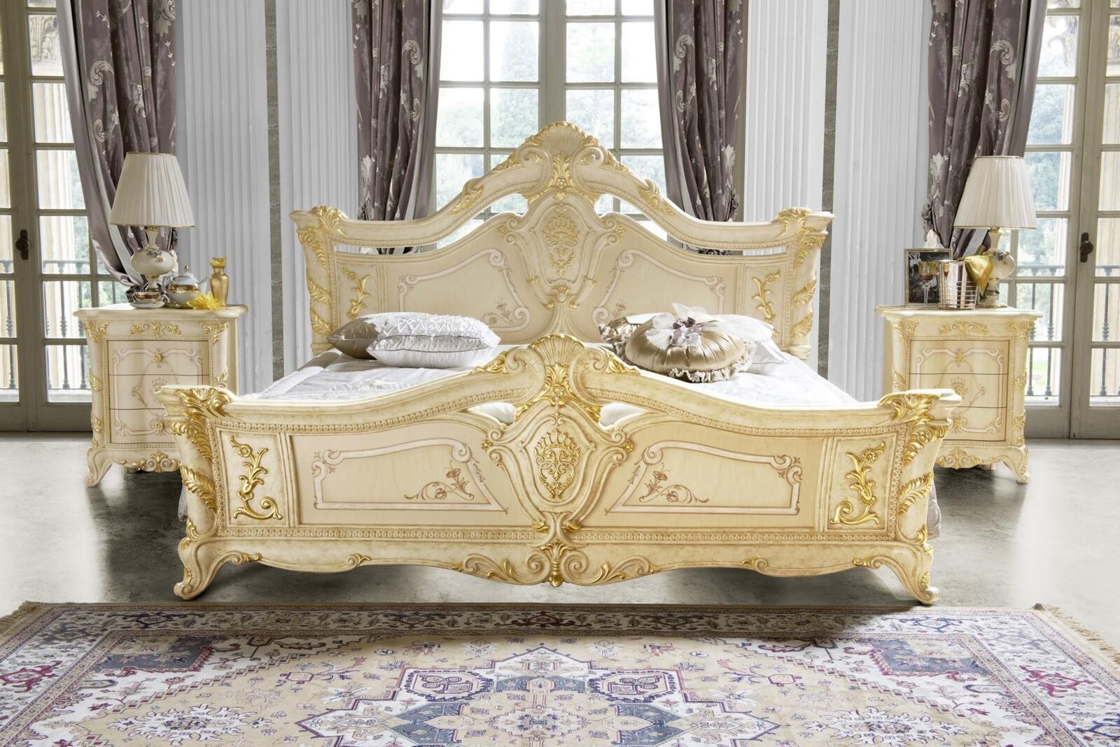 Schlafzimmer Set Design Art déco Luxus Betten Möbel Neu Bett Nachttisch 3 tlg.