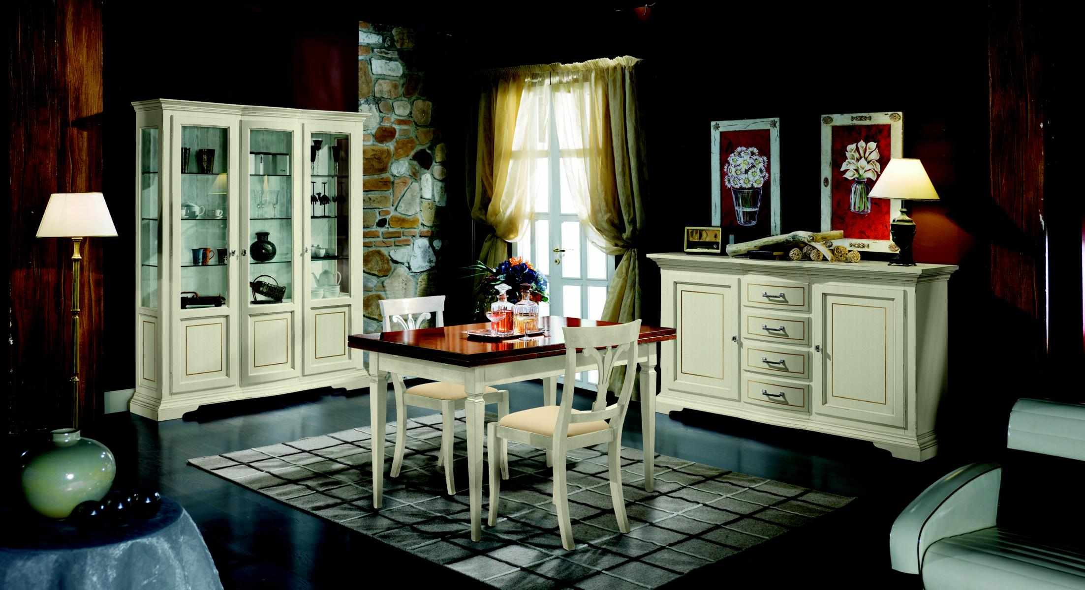 Design Esszimmer Set Garnitur 5tlg Holz Möbel Kommode 2x Stuhl Tisch Vitrine Neu