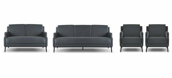 Arbeitszimmer-Set 4tlg 3-Sitzer 2-Sitzer 2x Sessel Dunkelgrau Einfarbig