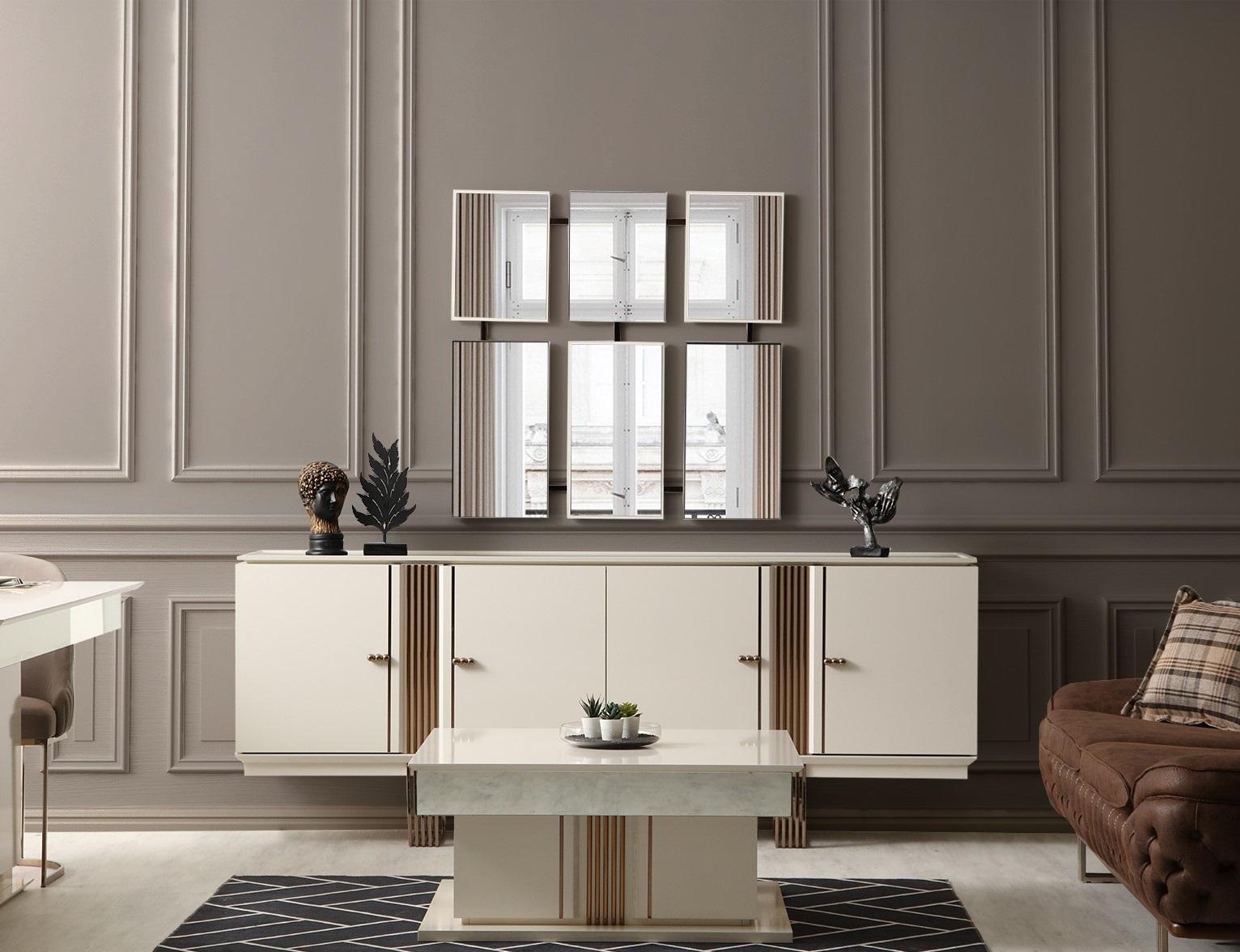 Sideboard Luxus Designer Holzregal Schrankmöbel Beige Kommode
