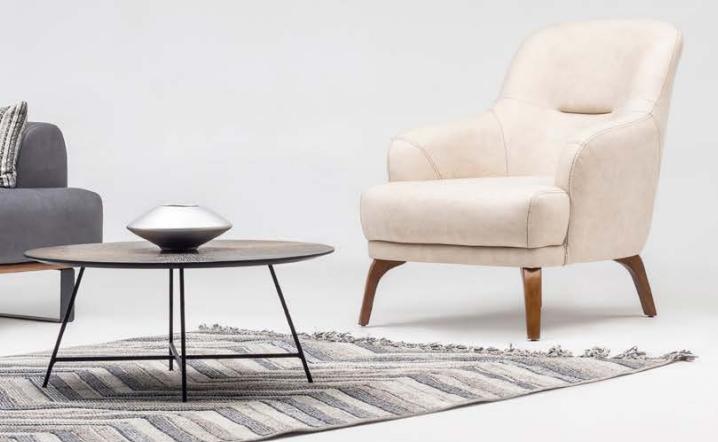 Sessel Wohnzimmer Ohrensessel Stoffsessel Beige Polster Einsitzer Sitz