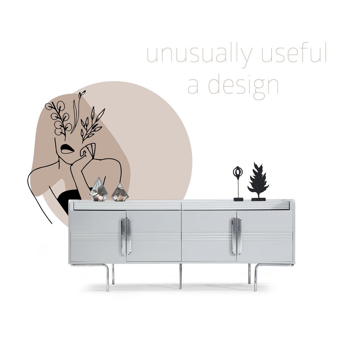 Luxuriöses weißes Sideboard für das Esszimmer, neue Holzmöbel, moderne Designmöbel