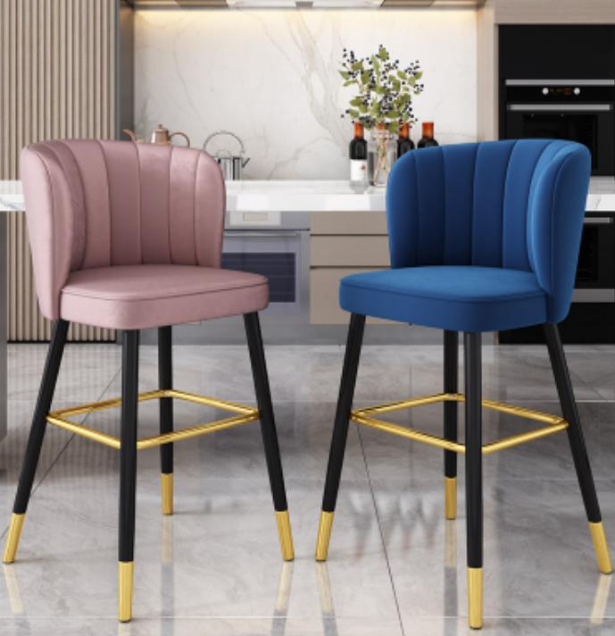Barhocker Barstuhl Blau Samt Design Barstühle Bar Hocker Stühle Neu