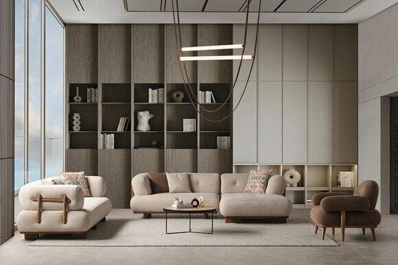 Stilvolle Sofagarnitur Wohnzimmermöbel Luxus Sofa L Form Sessel Couch