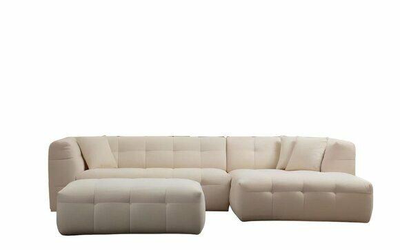 Stilvolles Wohnzimmer L-Form Sofa Polster Hocker Moderne Garnitur 2tlg