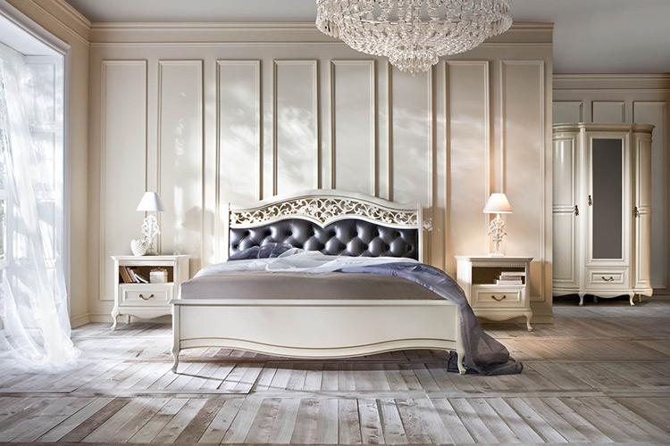 Bett Ehebett Klassisches Doppelbett Lederbett Chippendale Schlafzimmer - Verona
