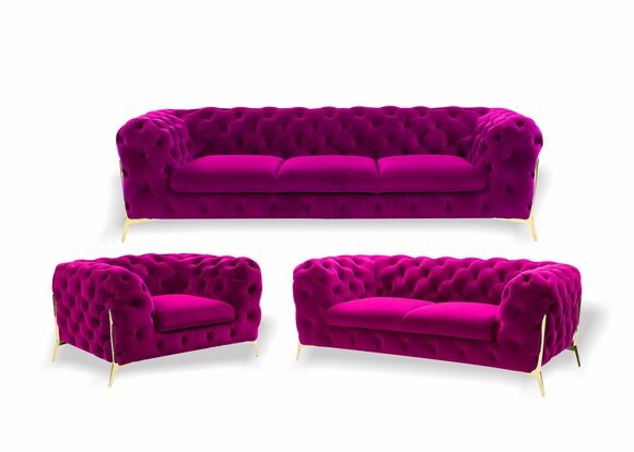 Luxus Chesterfield Polster Sofagarnitur in Samt 3+2 Sitzer Couch Set Garnitur