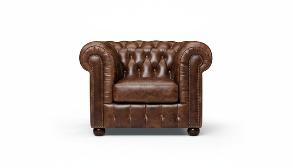 100% Vollleder Antik Stil Leder Sofa Couch Polster 1 Sitzer Neu Sessel Sofas