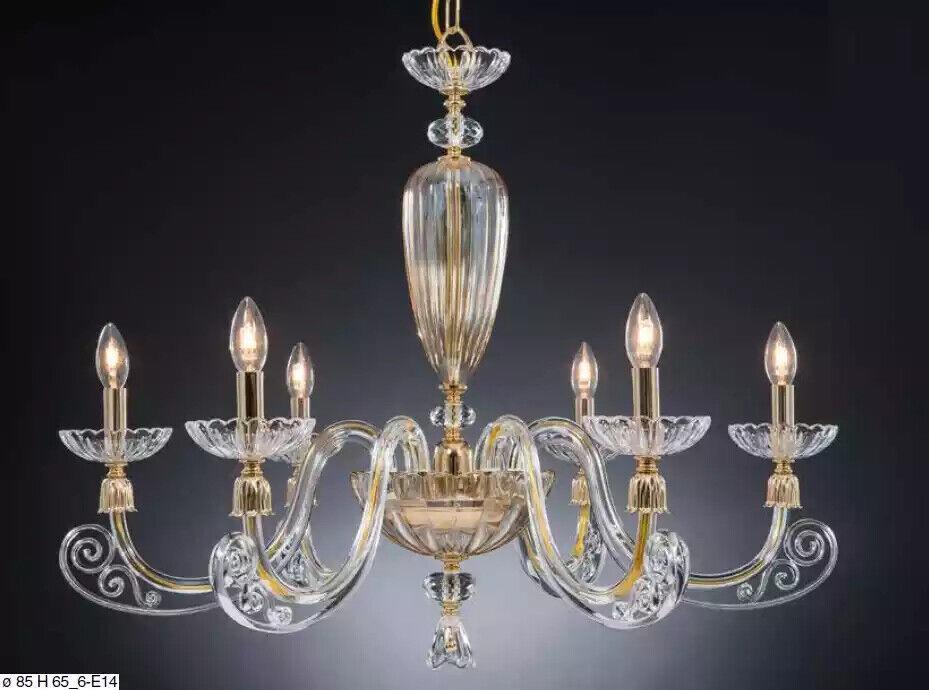 Transparenter Deckenleuchter Kronleuchter Gold Lüster Kristall Modern