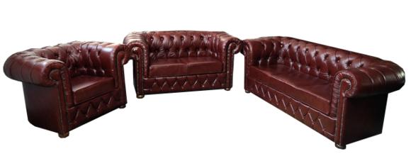 CHESTERFIELD 3+2+1 LEDERSOFA SOFAGARNITUR POLSTER COUCH