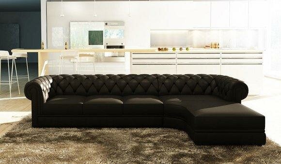 Klassische Chesterfield Polster Sitz Eck Leder Garnitur Wohnlandschaft Neu